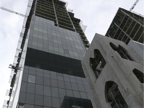 The exterior of the under-construction Centre Hospitalier Universitaire de Montréal (CHUM) superhospital. (Marie-France Coallier / Montreal Gazette)