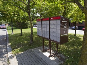 A community mailbox on 36th Avenue in Lachine, Montreal, Saturday, August 23, 2014.