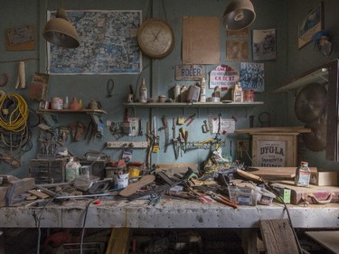 The wood working shed of Roger Brabant in Rigaud.