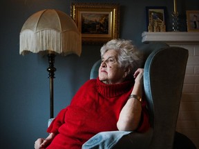 84-year-old Christina Morrison in her Montreal West home on Thursday Oct. 9, 2014.  She endured a series of staff mistakes in a rehab hospital after breaking her right ankle.