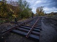 A view of the materials left by Canadian Pacific Railway at the Champ des possibles park in the Mile End in Montreal on Friday, October 17, 2014. CP accidentally began developing the site which belongs to the Plateau-Mont-Royal borough.