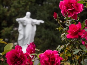 Behind the stone wall at the south end of Jeanne-Mance Park is a hidden garden.