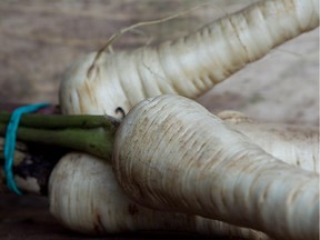 Parsnips are at their best -- enjoy them puréed in soups, mashed with butter, or roasted with oil and a drizzle of Balsamic vinegar.