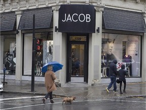 Jacob retail store on the corner of Ste Catherine and Drummond on Tuesday October 21, 2014. Jacob is abandoning its restructuring efforts and will immediately proceed with an orderly liquidation of all remaining inventory in its stores and on Jacob.ca.