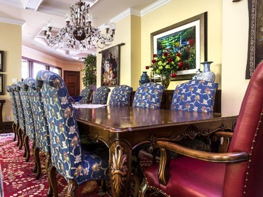 The dining room table seats 12 in this $12-million mansion on Nun's Island in Verdun, on Friday, Oct. 3, 2014.