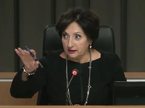 Comissionner France Charbonneau during witmess testimony in September.