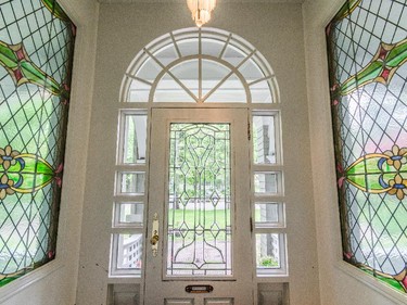 The view of the front door from the interior.