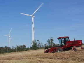 Partof the wind farm complex near St Damase Quebec, inland from Baie des Sables.