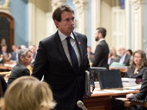 File photo: Opposition MNA Pierre Karl Peladeau at the legislature in Quebec City.