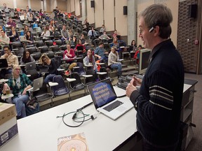 Professor Rex Brynen, right, in front of his Middle eastern studies class  at McGill on Wednesday November 27, 2013.