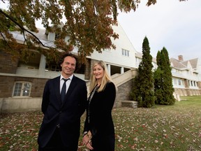 Ugo Cavenaghi, left, director general, and Veronique Lemieux-Boyer, principal, on the grounds of the Queen of Angels school.