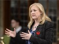 Transport Minister Lisa Raitt answers a question during Question Period in the House of Commons on Parliament Hill in Ottawa, Wednesday Oct 29, 2014 .