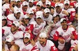 The Detroit Red Wings pose for a team photo with the Stanley Cup after their victory in 2008, the club's fourth title since 1997.