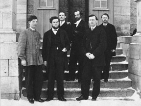 St. Albans raiders at the jail door, Montreal, QC, 1864.