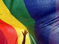 Rainbow flag, symbol of LGBT people.