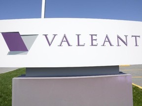 The sign of Valeant Pharma is pictured at its head office in Montreal.
