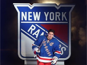 Ryan McDonagh is introduced as the New York Rangers' new captain before a game against the Toronto Maple Leafs at Madison Square Garden on Oct. 12, 2014.