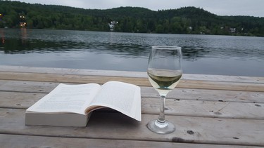 Hello! Finishing a good book deserves a glass of wine. Taken in Val-David, Quebec. Thank you! Marika Houde