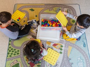 Children play at daycare.