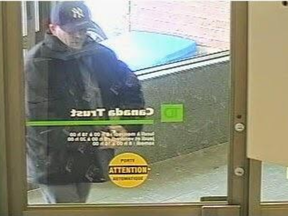 Police are seeking information on the suspect of in an armed bank robbery in Longueuil on Nov. 20.