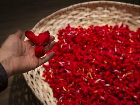 Visitors to Nadia Myre's Orison exhibition can keep a little bag containing materials of traditional aboriginal medicine.