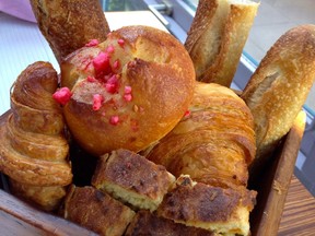 Basket of viennoiseries at Restaurant La Pyramide in Vienne, France.