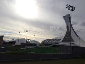 A shot of the Olympic Stadium on a cloudy day.