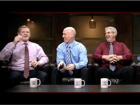 Former Canadien Chris Nilan (left) joins Montreal Gazette sports editor/host Stu Cowan, columnist Jack Todd and blogger Mike Boone (not shown in photo) on the HI/O show on the hockeyinsideout.com website on Nov. 19, 2014.