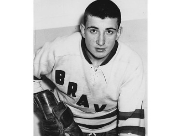 Future Montreal Canadiens defenceman Guy Lapointe at about age 16 with Montreal's Maisonneuve Braves in the mid-1960s.