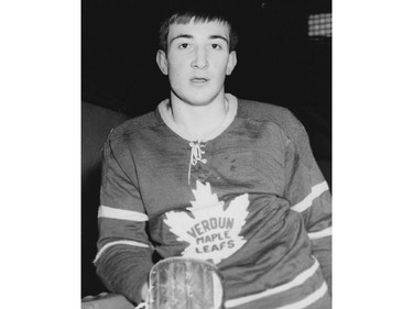 Future Montreal Canadiens defenceman Guy Lapointe at age 17 in 1965-66 with the Verdun Jr. Maple Leafs.