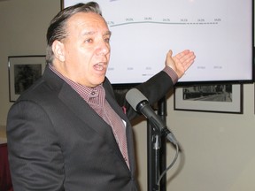 Coalition Avenir Québec's François Legault at the party's convention in Trois-Rivières, on Saturday, Nov. 1, 2014.