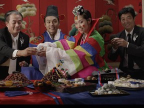Oh Wyon Sik, left, Andres You, Yunseon Kim and Chang Sung Kim in a scene from the film La Salada, Juan Martin Hsu.