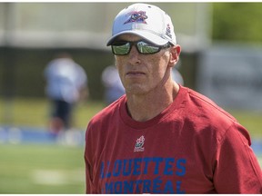 Montreal Alouettes new offensive coach Jeff Garcia during training August 4, 2014. (Montreal Alouettes)