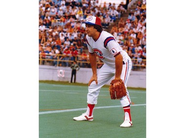 Montreal Canadiens defenceman Guy Lapointe takes part in a team softball event in this undated photo.