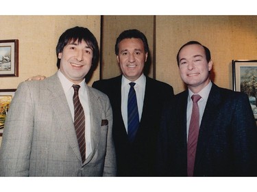 Montreal Canadiens' Guy Lapointe (left) and Steve Shutt (right) flank Boston Bruins' Phil Esposito in this undated photo of three Hall of Famers.