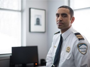 MONTREAL, QUE.: FEBRUARY 15, 2013--  Mohamed Bouhdid, SPVM Commander of Poste de quarter 5 for Pointe-Claire and Dorval, poses for a photograph at his office in Pointe-Claire in Montreal on Friday, February 15, 2013. (Dario Ayala / THE GAZETTE) ORG XMIT: 45925