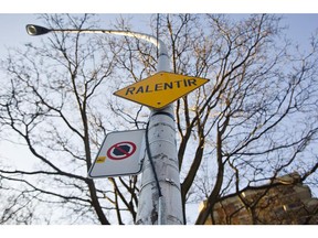 A lamp-post at the corner of Côte St. Catherine and Villenueve Ave. in Montreal in 2012.