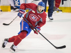 Canadiens rookie forward Jiri Sekac takes part in practice at the Bell Sports Complex in Brossard on Nov. 10, 2014.