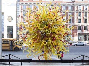 Artist Dale Chihuly's sculpture The Sun, at the entrance of the Montreal Museum of Fine Arts on Tuesday, Nov. 11, 2014.
