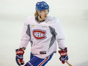 Canadiens forward Dale Weise takes part in a practice at the Bell Sports Complex in Brossard on Nov. 14, 2014.