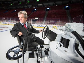 Keith Tombs drives a Zamboni to resurface the ice at the Bell Centre on Nov. 18, 2014. Tombs has worked for the Canadiens since 1961 and has been driving the Zamboni since 1967 at both the Bell Centre and the Forum.