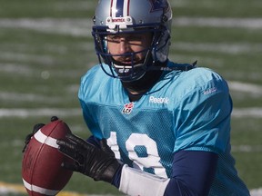 Quarterback Jonathan Crompton, during the Alouettes practice on Friday November 21, 2014 at Molson Stadium