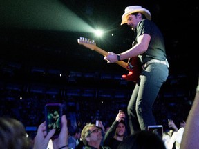 Country superstar Brad Paisley performs at the Bell Centre in Montreal on Saturday November 22, 2014.