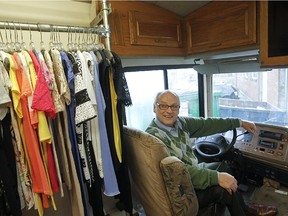 Joe Rosenberg, 80, behind the wheel of his rolling showroom.