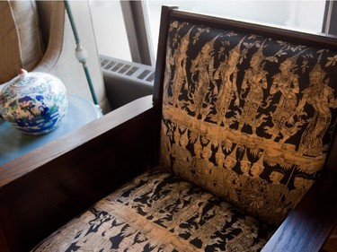 A chair and covered container at Havie Walker's home.