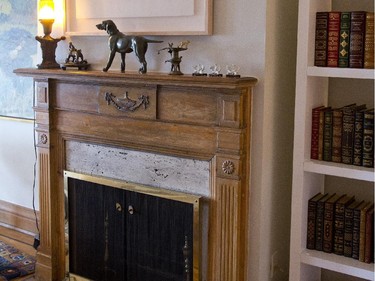 The fireplace in Madeleine Champagne's condo.