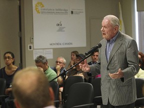 Former Quebec cabinet minister Clifford Lincoln speaks in favour of keeping bilingual status of Constance-Lethbridge Rehabilitation Centre in September 2014.