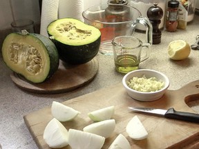 Julian Armstrong assembles ingredients for a squash soup recipe in her book Made in Quebec. Squash, coming from both Quebec and Ontario, is at its best.