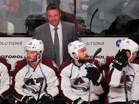 Colorado Avalanche coach Patrick Roy smiles during pre-season game against the Canadiens at the Bell Centre on Sept. 25, 2014.