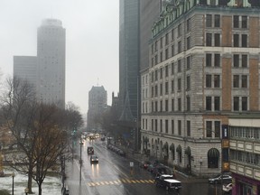 A view from The Montreal Gazette's newsroom down Peel St.